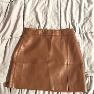 Wilfred Brown Leather Skirt